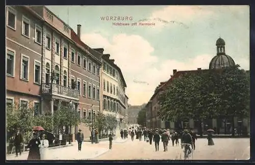 AK Würzburg, Hofstrasse mit Harmonie