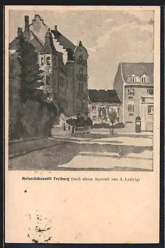 Künstler-AK Freiburg / Breisgau, Melanchthonstift