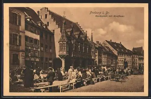 AK Freiburg / Breisgau, Marktplatz mit Kaufhaus