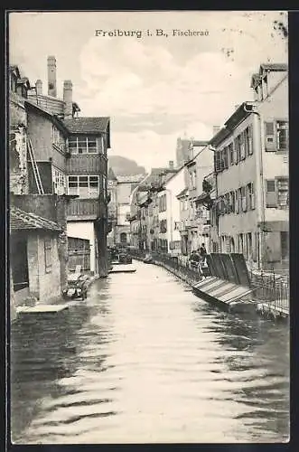 AK Freiburg / Breisgau, Fischerau mit Blick auf Turm