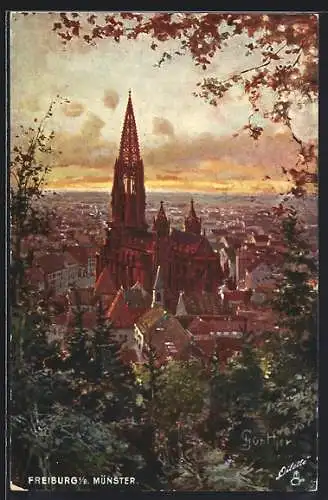 AK Freiburg / Breisgau, Blick auf den Münster