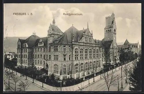 AK Freiburg / Breisgau, Realgymnasium aus der Vogelschau