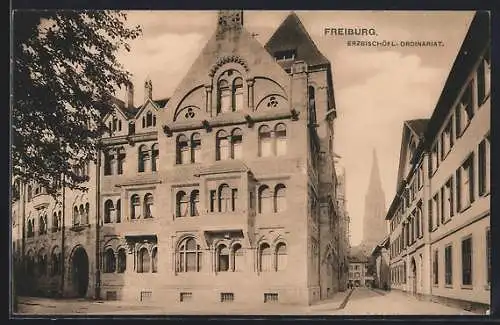 AK Freiburg / Breisgau, Strassenansicht mit Erzbischöfl. Ordinariat