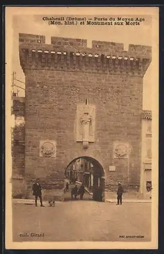 AK Chabeuil, Porte du Moyen Âge et Monument aux Morts