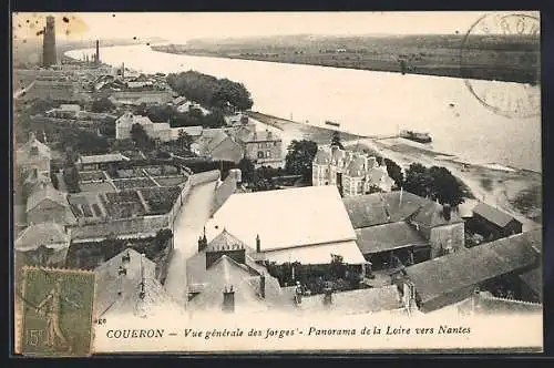 AK Couëron, Vue générale des forges, Panorama de la Loire vers Nantes