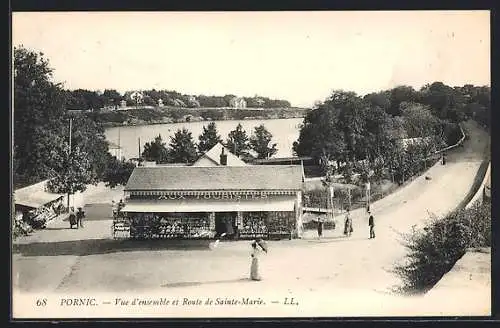 AK Pornic, Vue d`ensemble et Route de Sainte-Marie