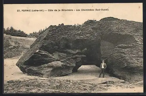 AK Pornic, côte de la Birochère, les Cheminées, Gesteinsformation