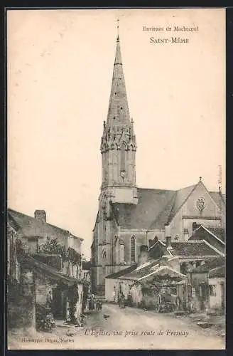 AK Saint-Même, L`Église, vue prise route de Fresnay