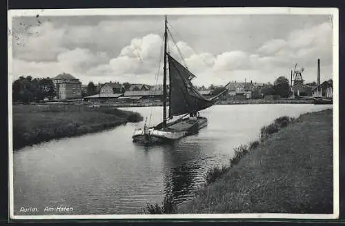 AK Aurich / Ostfriesland, Am Hafen