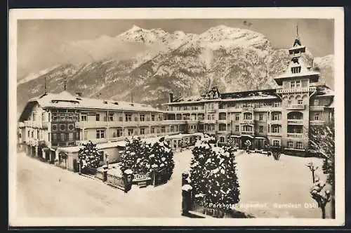 AK Garmisch /Obb., Parkhotel Alpenhof im Schnee