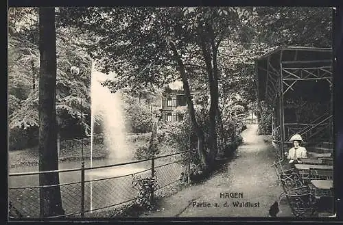 AK Hagen i. Westf., Partie an der Gaststätte Waldlust