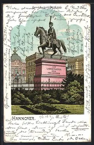 Lithographie Hannover, Ernst-August-Denkmal