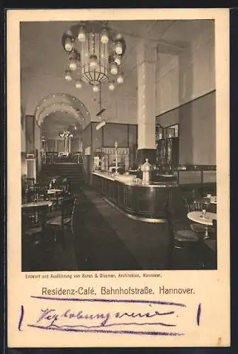 AK Hannover, Residenz-Café, Bahnhofstrasse, Innenansicht