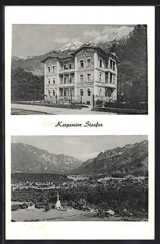 AK Bad Reichenhall, Kurpension Staufen und Talpanorama