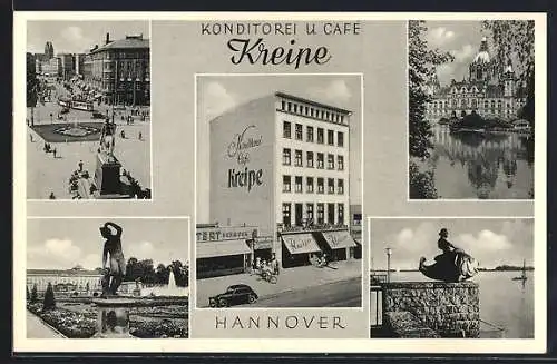 AK Hannover, Konditorei Café Kreipe, Szenen aus der Stadt