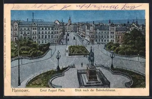 Luna-AK Hannover, Ernst-August-Platz, Blick nach der Bahnhofstrasse