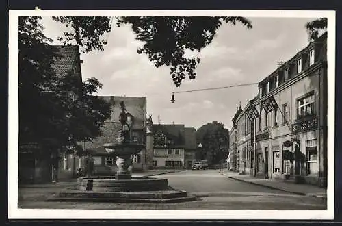 AK Roth /Nürnberg, Am Städtlerbrunnen mit Schloss-Cafe