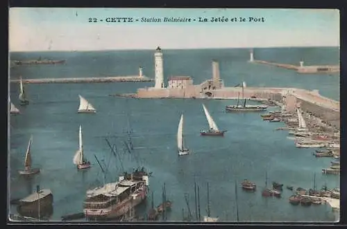 AK Cette, Station Balnéaire, La Jatée et le Port