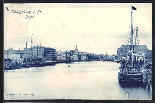 AK Königsberg i. Pr., Schiffe im Hafen