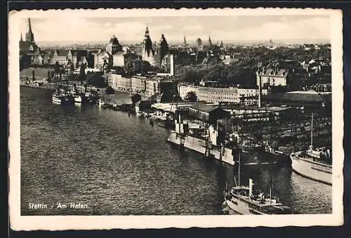 AK Stettin, Blick auf den Hafen