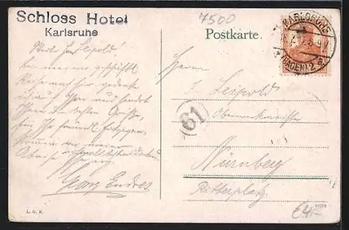 AK Karlsruhe i. B., Rheinhafen mit Gebäudeansicht