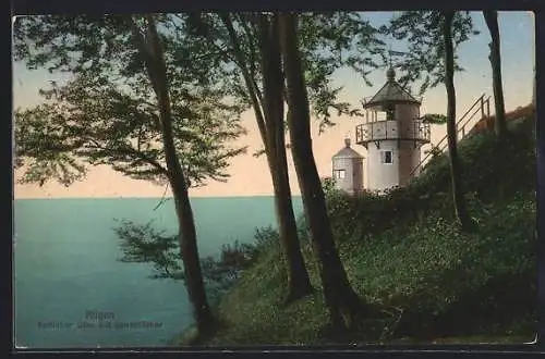 AK Bergen / Rügen, Kollicker Ufer mit Leuchtturm