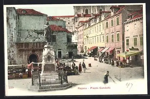 AK Ragusa, Piazza Gundulic, Strassenpartie und Platz