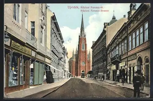 AK Novi Sad, Strassenpartie mit Kirche