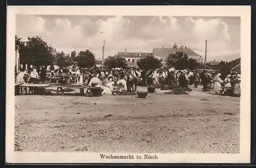 AK Nisch, Händler auf dem Wochenmarkt