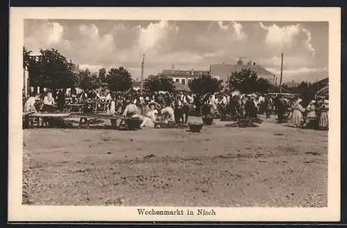 AK Nisch, Händler auf dem Wochenmarkt