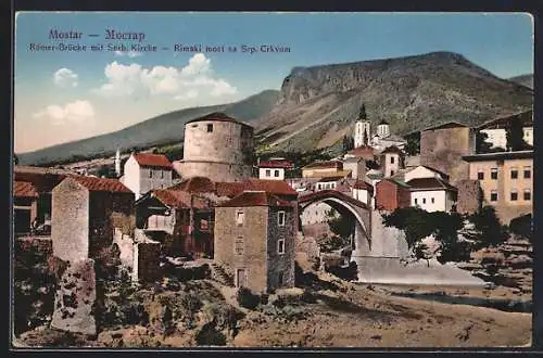 AK Mostar, Romer-Brücke mit serbischer Kirche