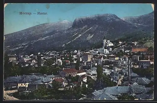 AK Mostar, Gesamtansicht aus der Vogelschau