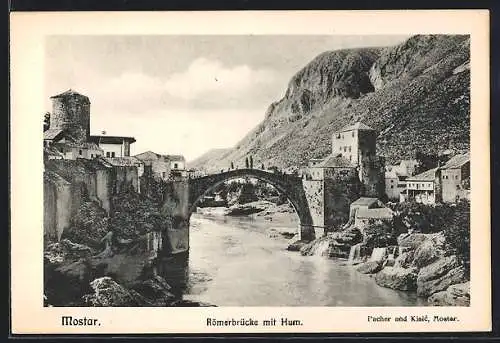 AK Mostar, Römerbrücke mit Hum