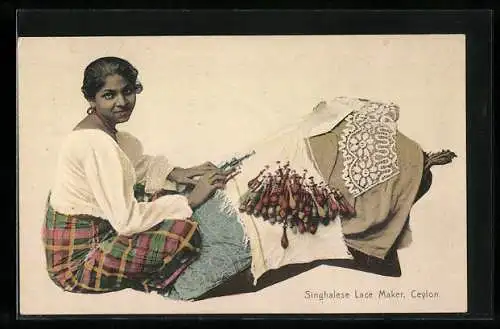 AK Ceylon, Singhalese Lace Maker