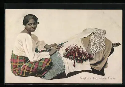 AK Ceylon, Singhalese Lace Maker