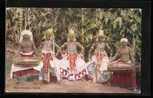 AK Ceylon, Devil Dancers, Teufelstänzer