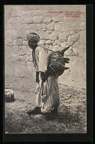 AK Jerusalem, Wasserträger, arabischer Händler mit Wassergefäss