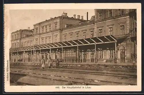 AK Libau, Soldaten am Hauptbahnhof