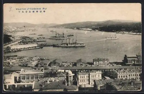 AK Vladivostok, Stadtansicht mit Hafen