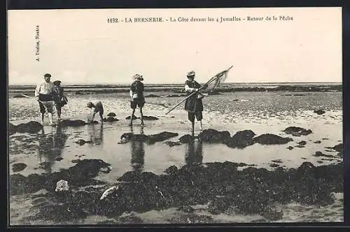 AK La Bernerie, La Cote devant les 4 Jumelles, Retour de la peche