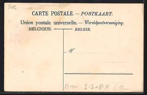 AK Belgien, Briefmarken und Wappen des Landes