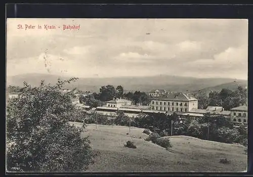 AK St. Peter in Krain, Blick nach dem Bahnhof