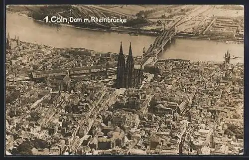 AK Cöln / Köln, Dom mit Rheinbrücke