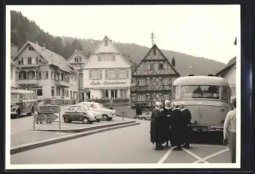 Foto-AK Bad Teinach, Marktplatz mit Café