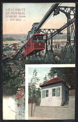 AK Dresden-Loschwitz, erste Berg-Schwebebahn der Welt, Hausansicht