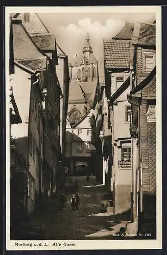 AK Marburg / Lahn, Alte Gasse mit Wohnhäusern