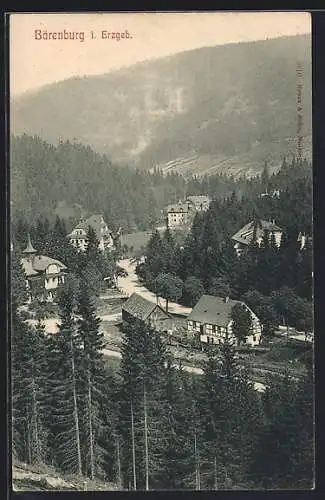 AK Bärenburg i. Erzgeb., Ortsansicht aus der Vogelschau