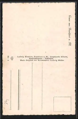 Künstler-AK Alt-Frankfurt, Lutherhaus und Hainerhof