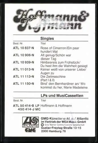 AK Musiker der Band Hoffmann & Hoffmann Michael und Günter, Autogramm