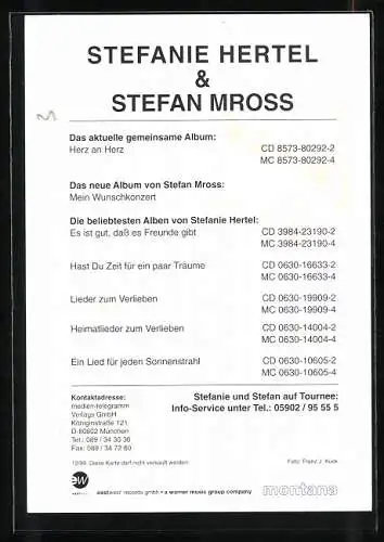 AK Musikerpaar Stefanie Hertel und Stefan Mross am Fahrrad, Autogramm